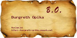 Burgreth Opika névjegykártya